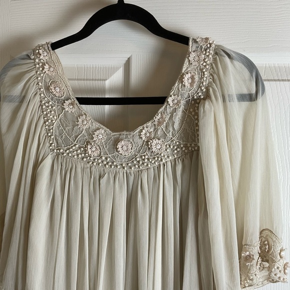 Free People Ivory Etheral Embellished Chiffon Mini Dress-small - Picture 4 of 14